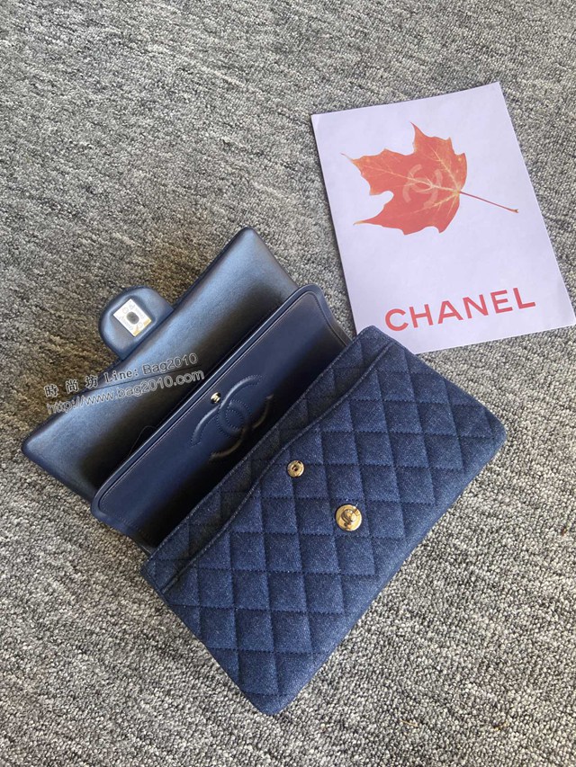 Chanel專櫃限量款Classic Flap Bag 01112布包 香奈兒CF單肩斜挎鏈條女包 djc4613